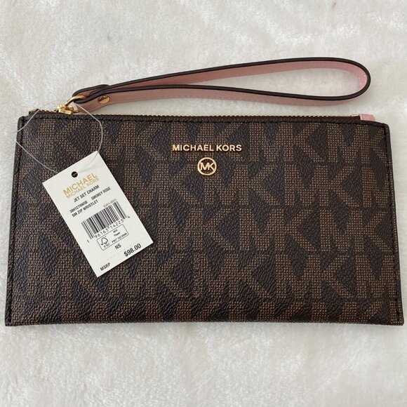 Michael Kors Sady 38T1CD4T7B Ballet Pink Purse Tote Bag & Jet Set Zip Wristlet - Picture 4 of 15